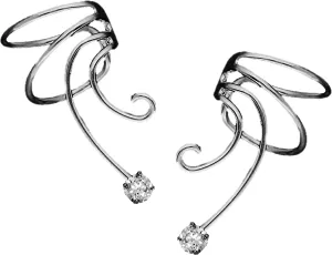 Ear Charms Cubic Zirconia Wave CZ Ear Cuff Non-pierced Earring Pair in Solid Sterling Silver