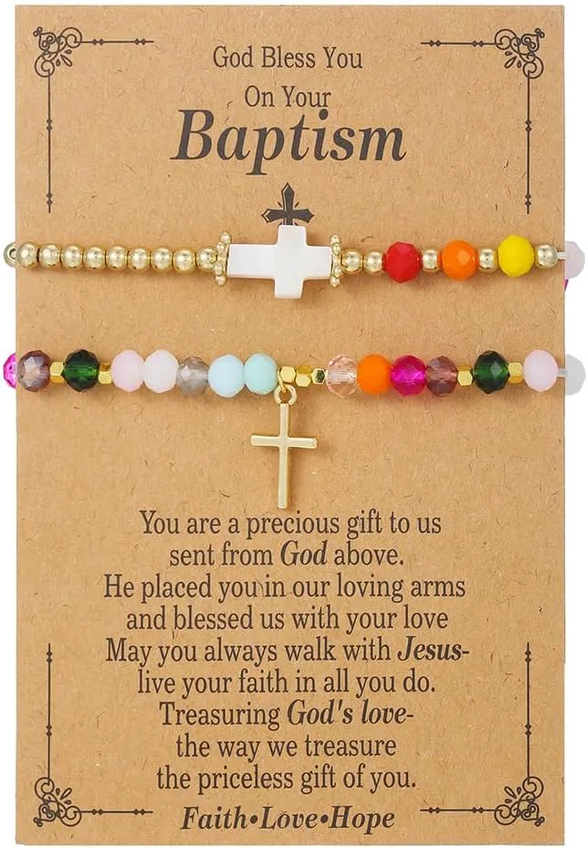 Easter Cross Crystal Stacked Bracelets for Women Dainty Charm Bangle Inspirational Adjustable Bracelet Bohemian Friendship Sister Mother Couple Birthday Gift-Colorful