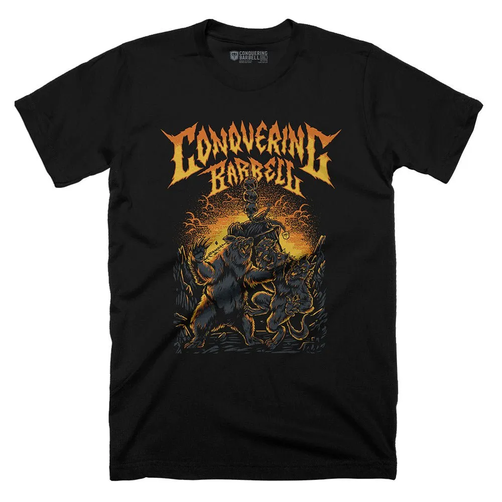 Epic Battle (Bear vs Cerberus) - on Black tee