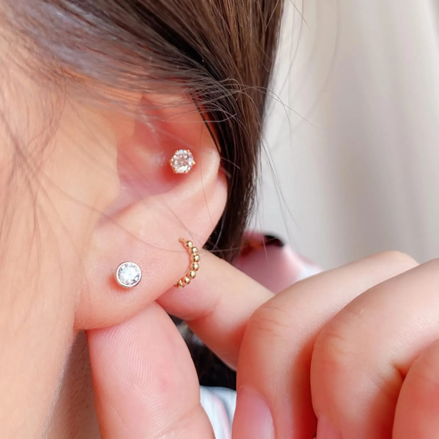 EPIRORA Sterling Silver Stud Earrings for Women Men- 3 Pairs of Tiny Round Cubic Zirconia Earrings CZ Small Cartilage Tragus Earrings(2mm/3mm/4mm)