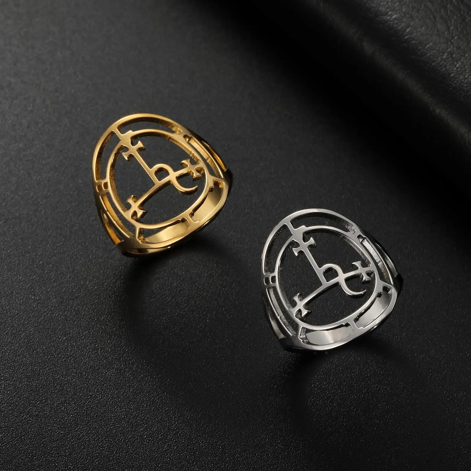EUEAVAN Sigil of Lilith Ring for Women Men Demon Lilith Goddess Statement Ring Lucifer's Sign Pagan Witchcraft Mythology jewelry Lilith Gift