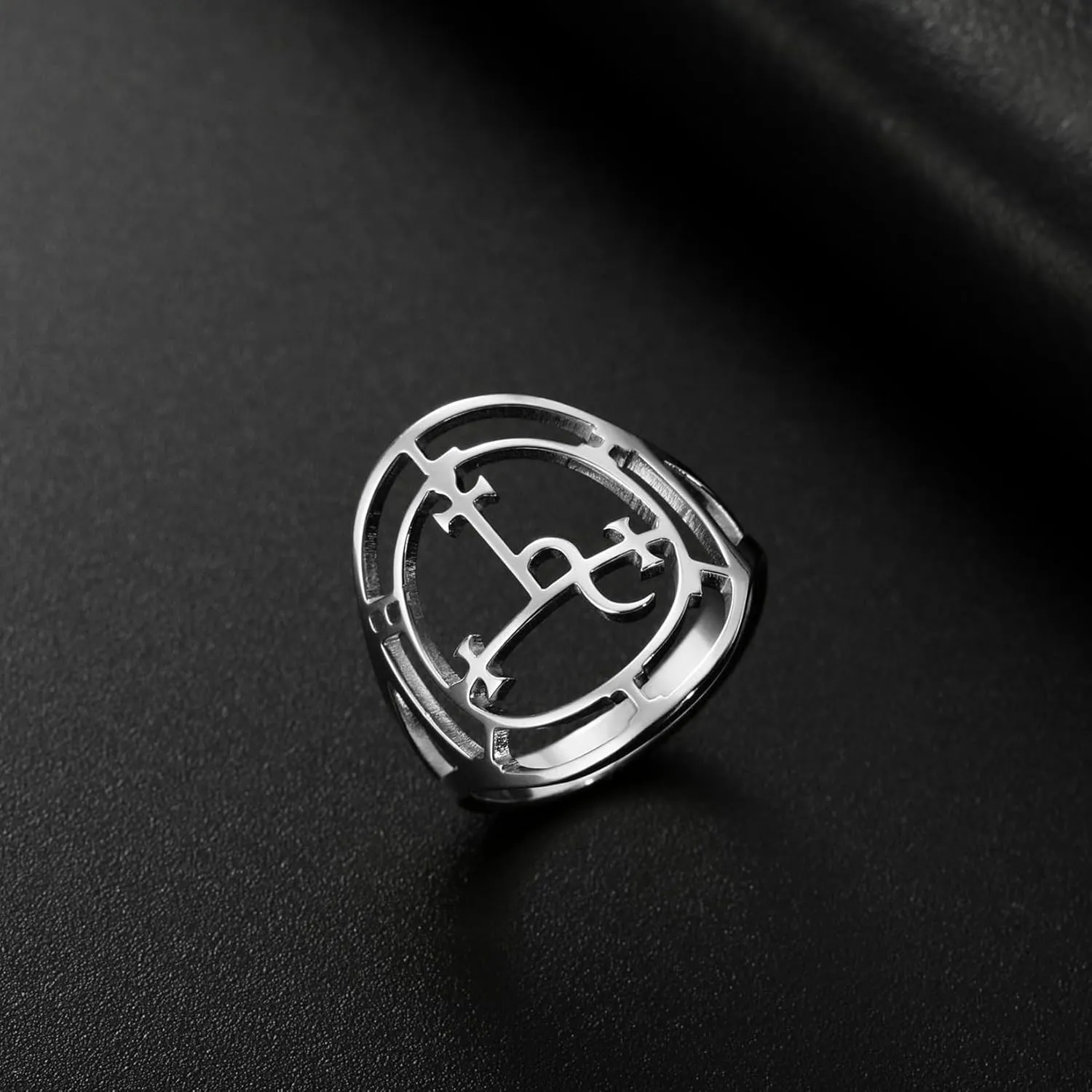 EUEAVAN Sigil of Lilith Ring for Women Men Demon Lilith Goddess Statement Ring Lucifer's Sign Pagan Witchcraft Mythology jewelry Lilith Gift