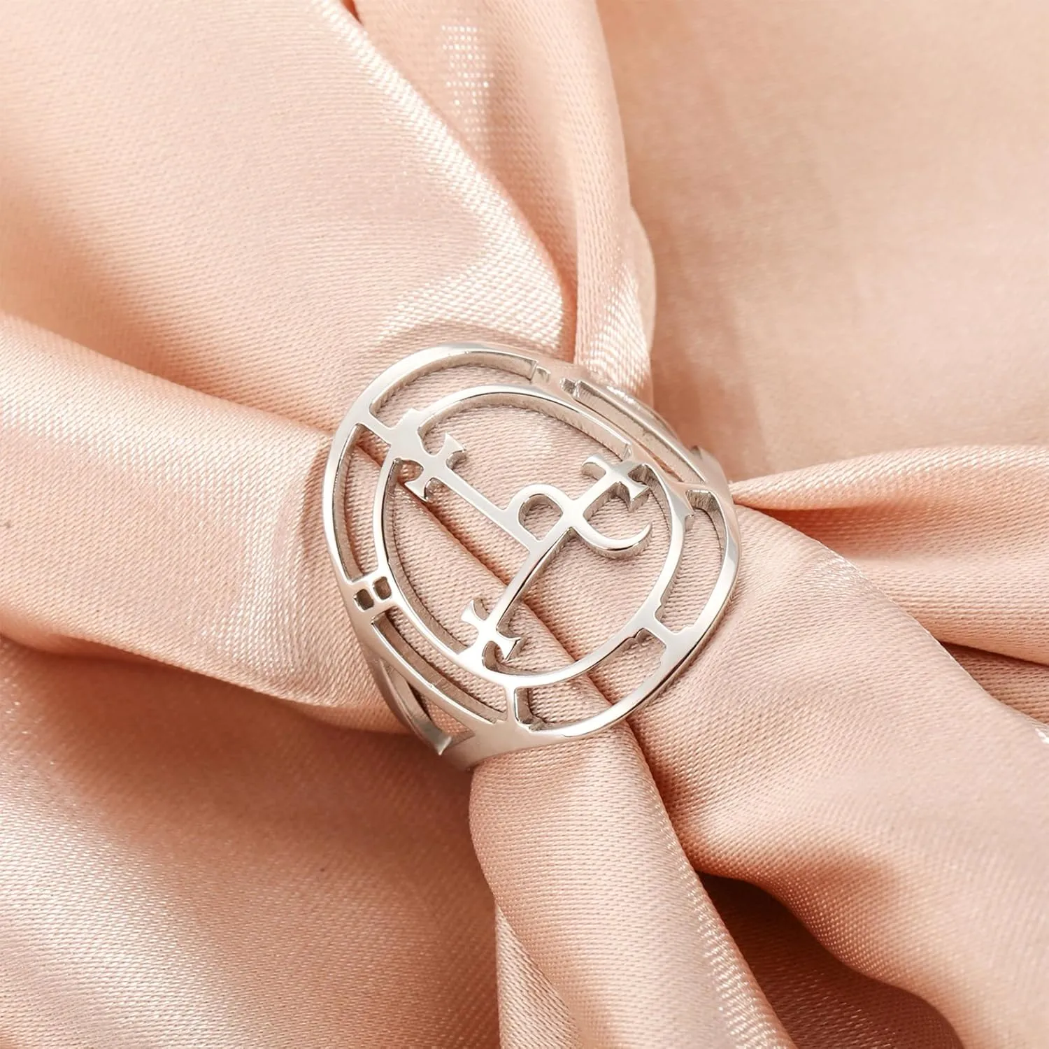 EUEAVAN Sigil of Lilith Ring for Women Men Demon Lilith Goddess Statement Ring Lucifer's Sign Pagan Witchcraft Mythology jewelry Lilith Gift