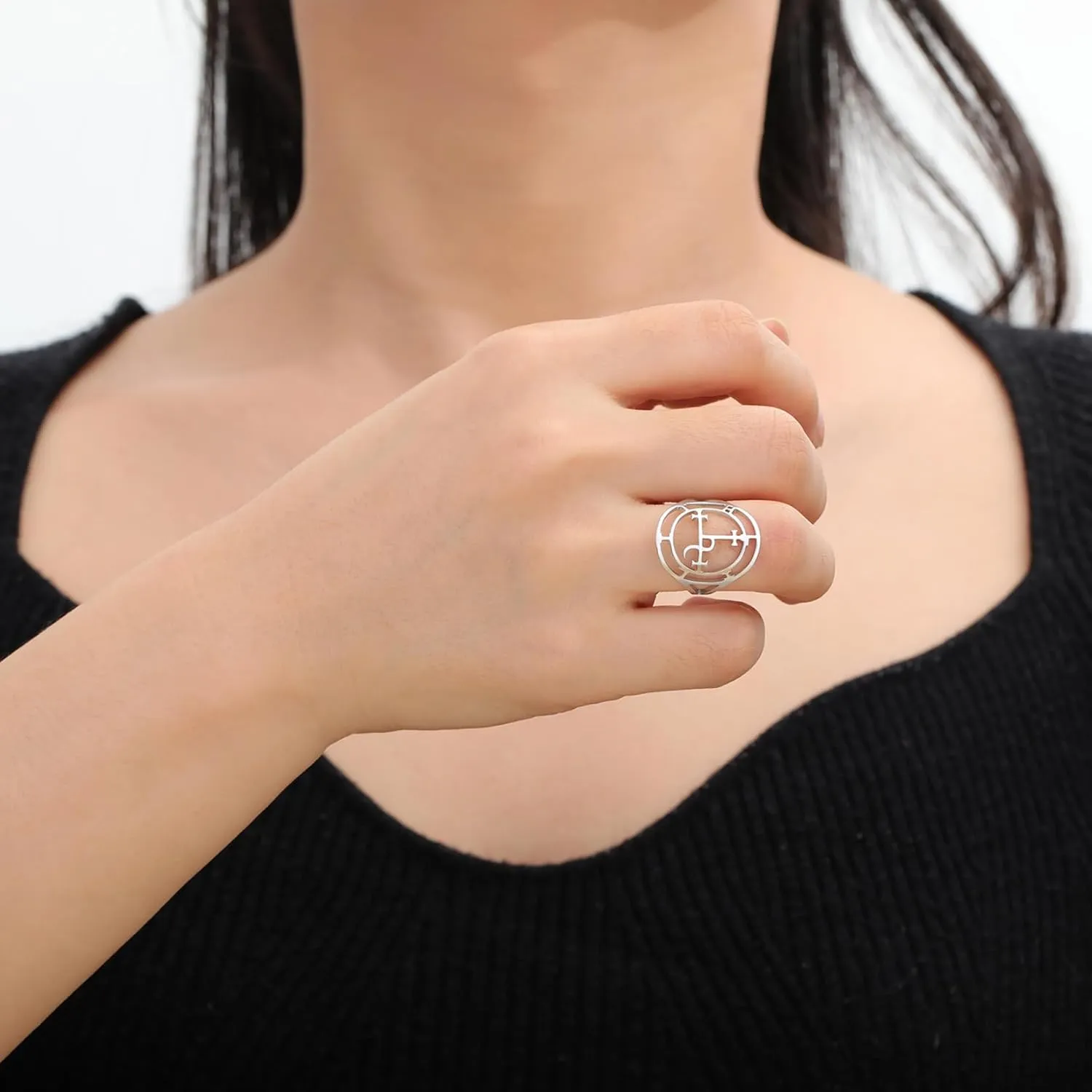 EUEAVAN Sigil of Lilith Ring for Women Men Demon Lilith Goddess Statement Ring Lucifer's Sign Pagan Witchcraft Mythology jewelry Lilith Gift