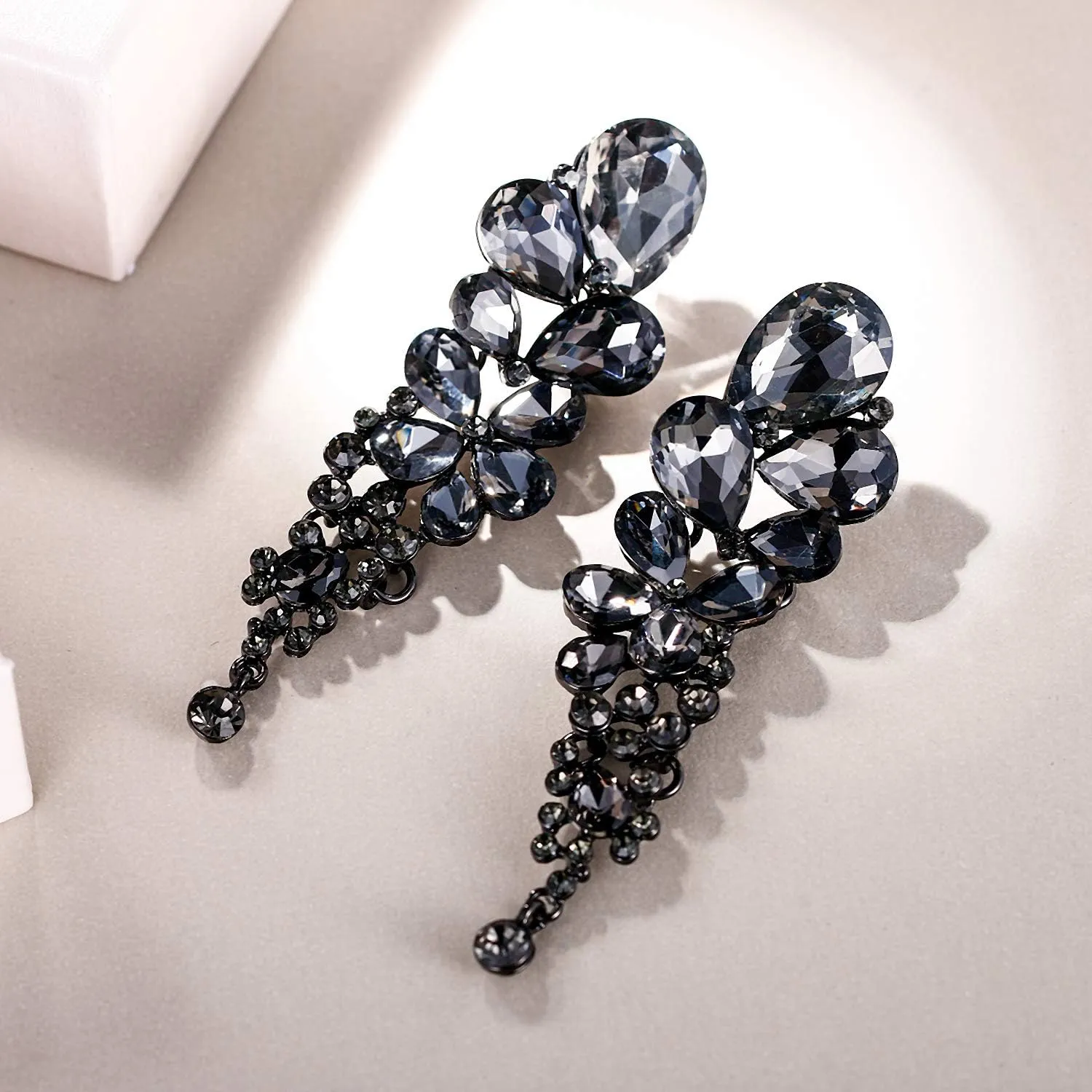 EVER FAITH Women's Austrian Crystal Gorgeous Teardrops Wedding Dangle Pierced Earrings