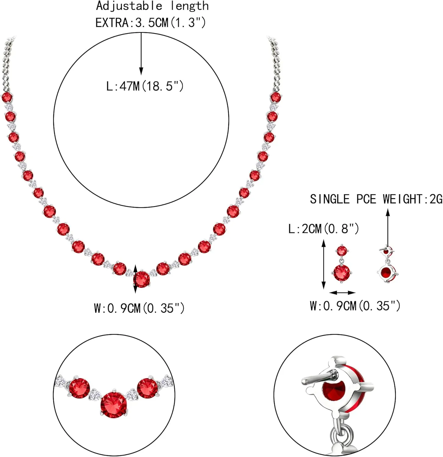 EVER FAITH Women's Sparkly Wedding Bridal Jewelry Round Zircon CZ Necklace Earrings Set