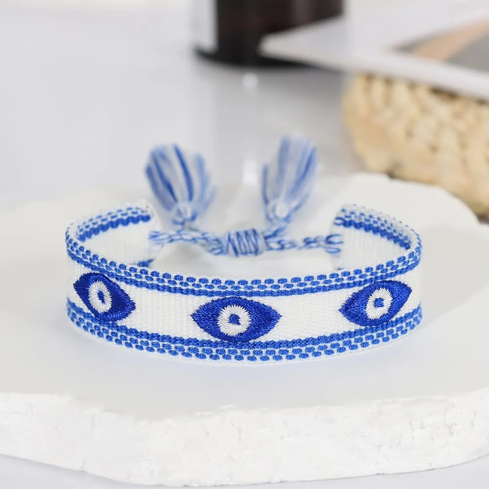 Evil Eye Woven Lover Friendship Bracelets Handmade Adjustable Tassel Friend Gift for Women&Girls An Elegant Talisman of Protection and Good Fortune