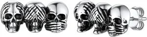 FaithHeart Skull Hoop Earrings for Men Silver/Black/Gold Stainless Steel Huggie Hoop Earrings Lightweight Hypoallergenic Earrings for Sensitive Ears