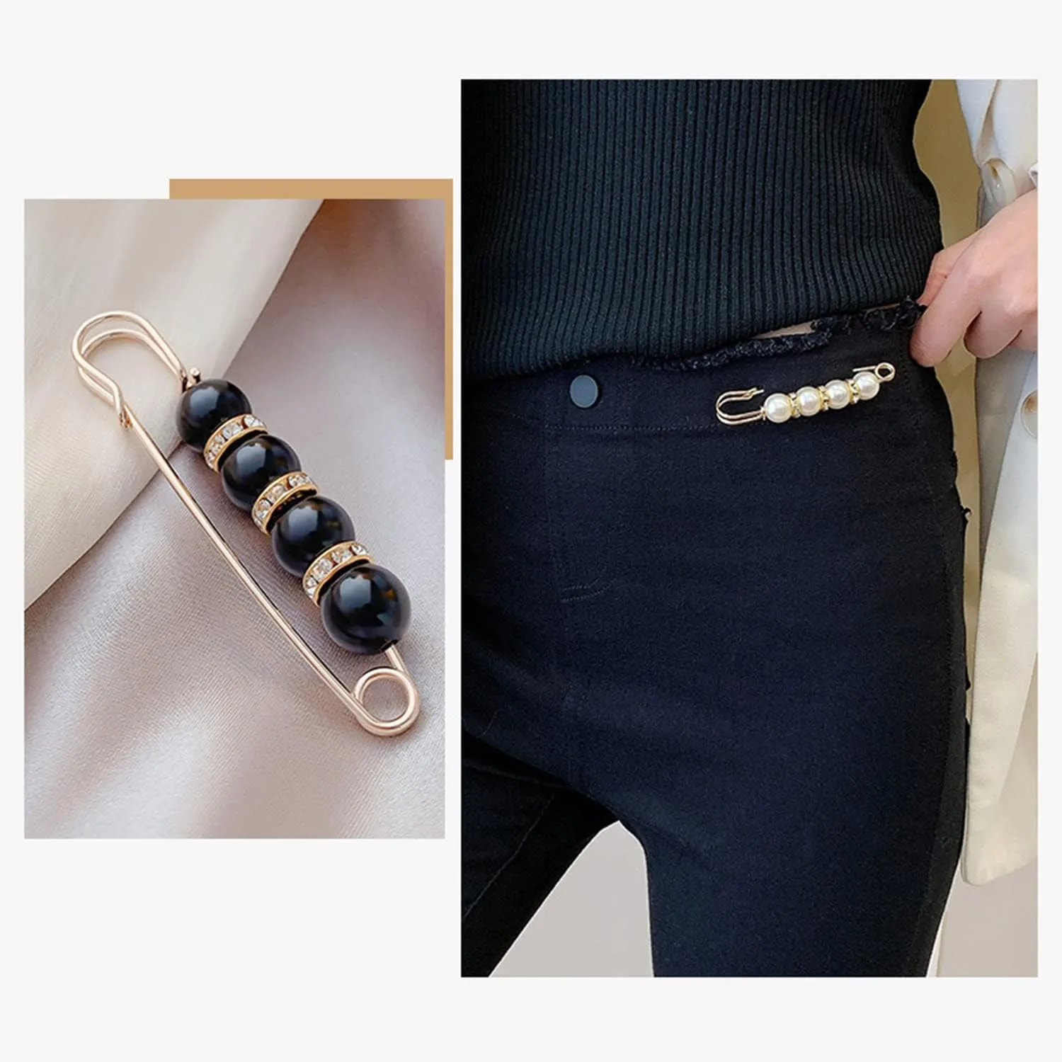 Fancy Rhinestones Pearls Safety Pin Brooch, Pearl Brooch Pins, Sweater Shawl Crystal Clip, for Women Girls Clothing Accessories