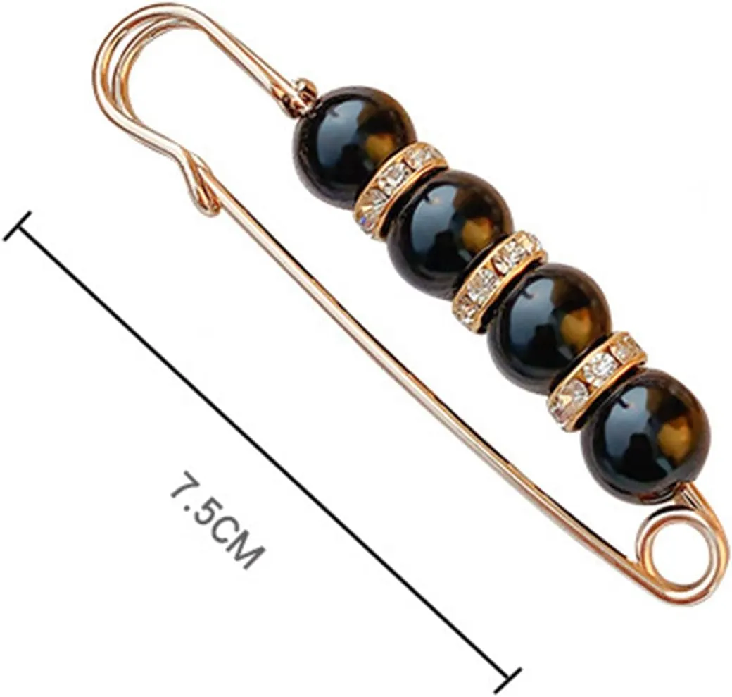 Fancy Rhinestones Pearls Safety Pin Brooch, Pearl Brooch Pins, Sweater Shawl Crystal Clip, for Women Girls Clothing Accessories