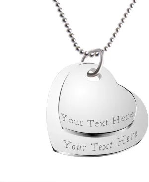Fanery Sue Personalized Custom Heart Necklace Engraved Name Message Stainless Steel Dog Tag Pendant Love Gift for Her