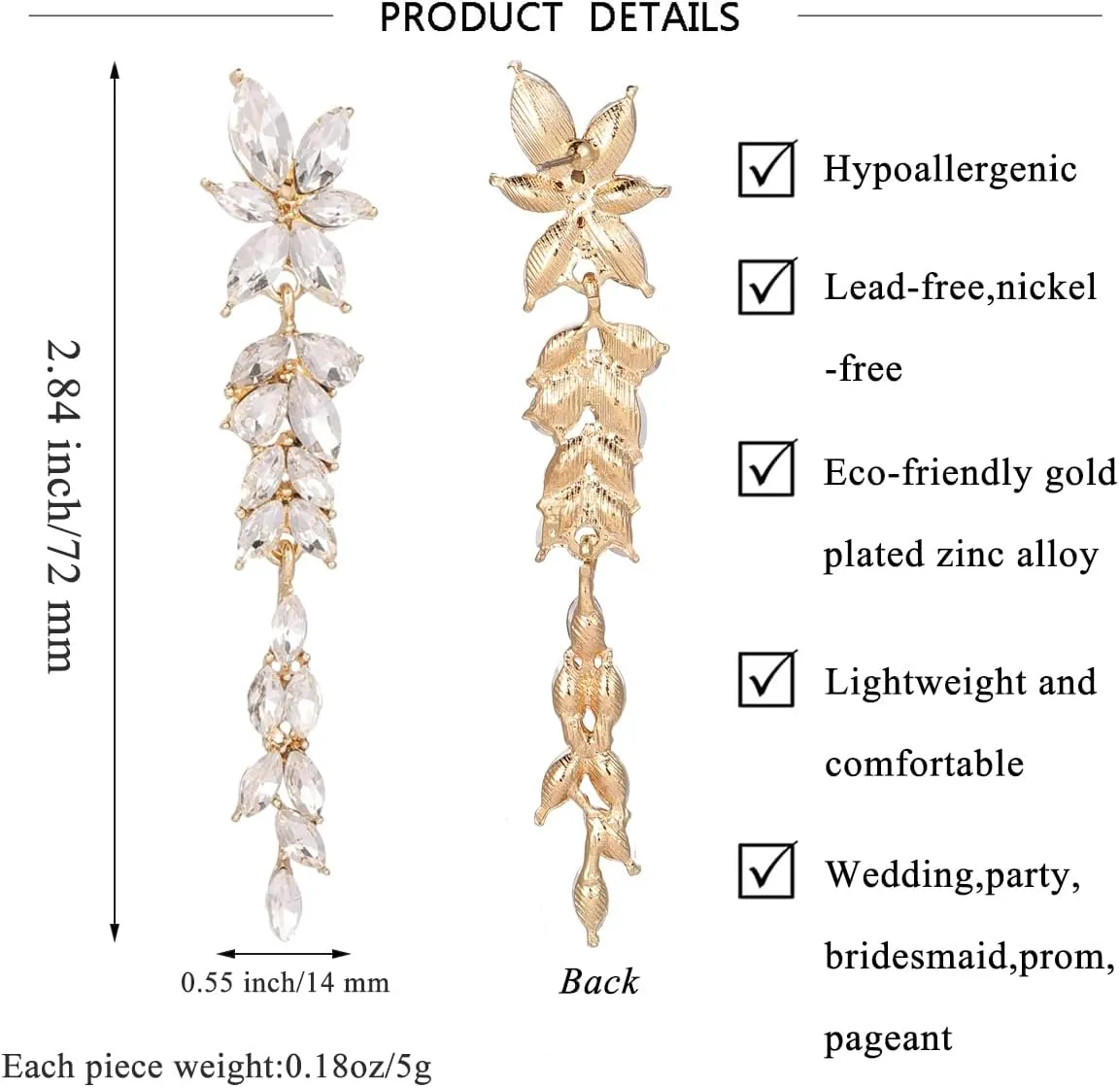 Fashion Rhinestone Statement Drop Dangle Earrings Dangling Sparkly Crystal Marquise Bridal Bridesmaid Wedding Earrings Long Chandelier Teardrop Earrings for Women Prom Party