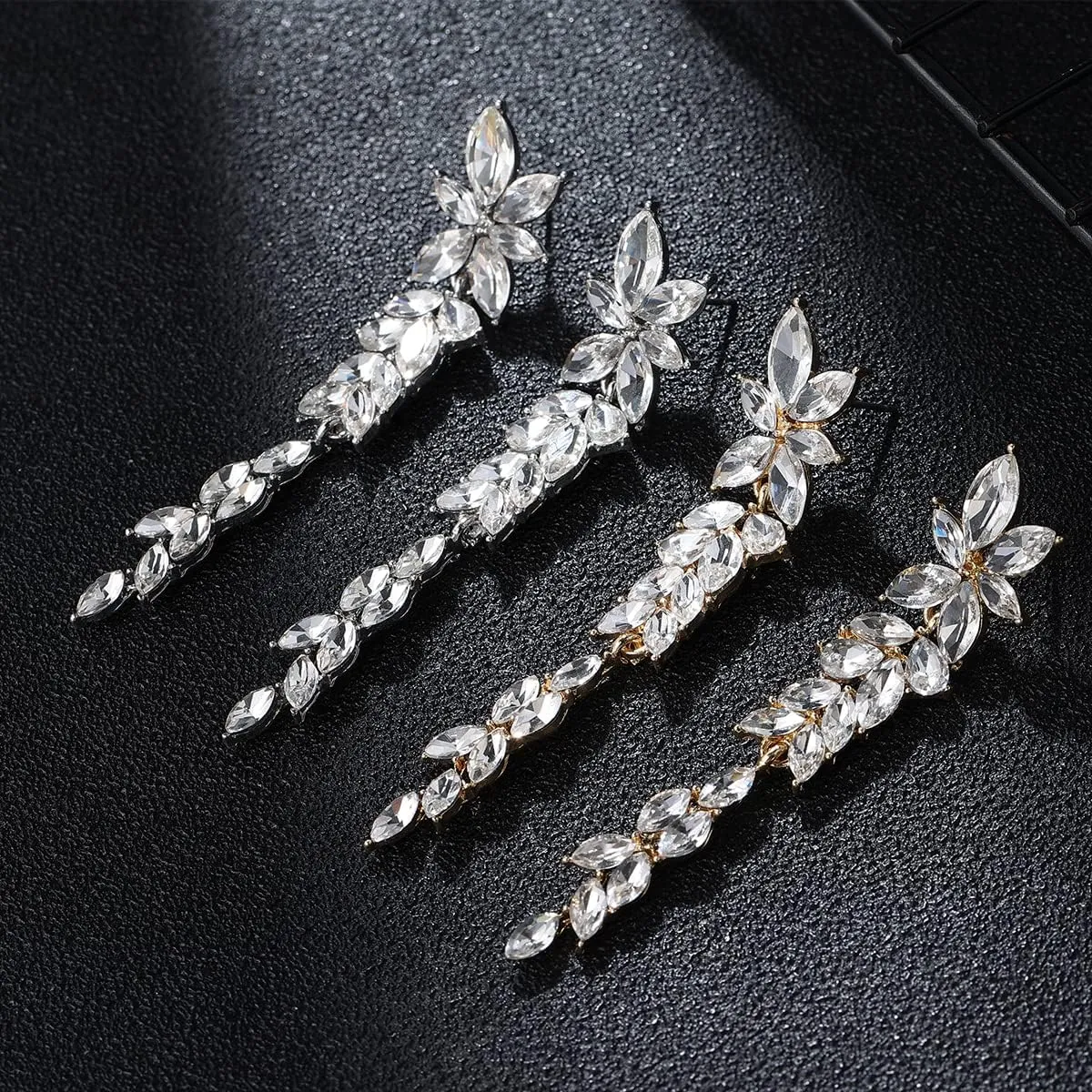 Fashion Rhinestone Statement Drop Dangle Earrings Dangling Sparkly Crystal Marquise Bridal Bridesmaid Wedding Earrings Long Chandelier Teardrop Earrings for Women Prom Party
