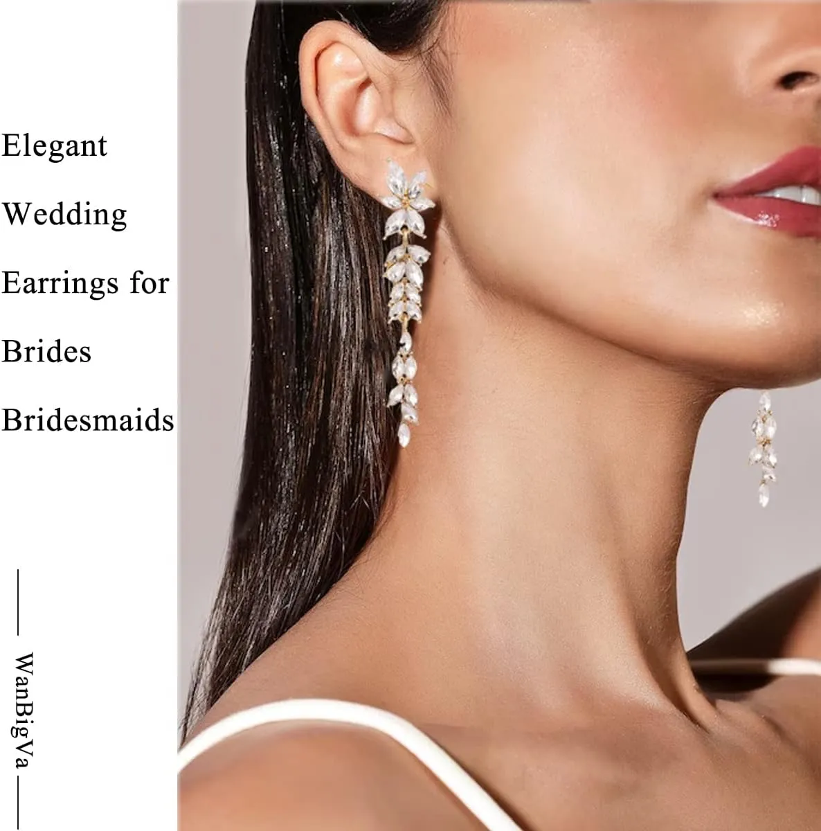 Fashion Rhinestone Statement Drop Dangle Earrings Dangling Sparkly Crystal Marquise Bridal Bridesmaid Wedding Earrings Long Chandelier Teardrop Earrings for Women Prom Party
