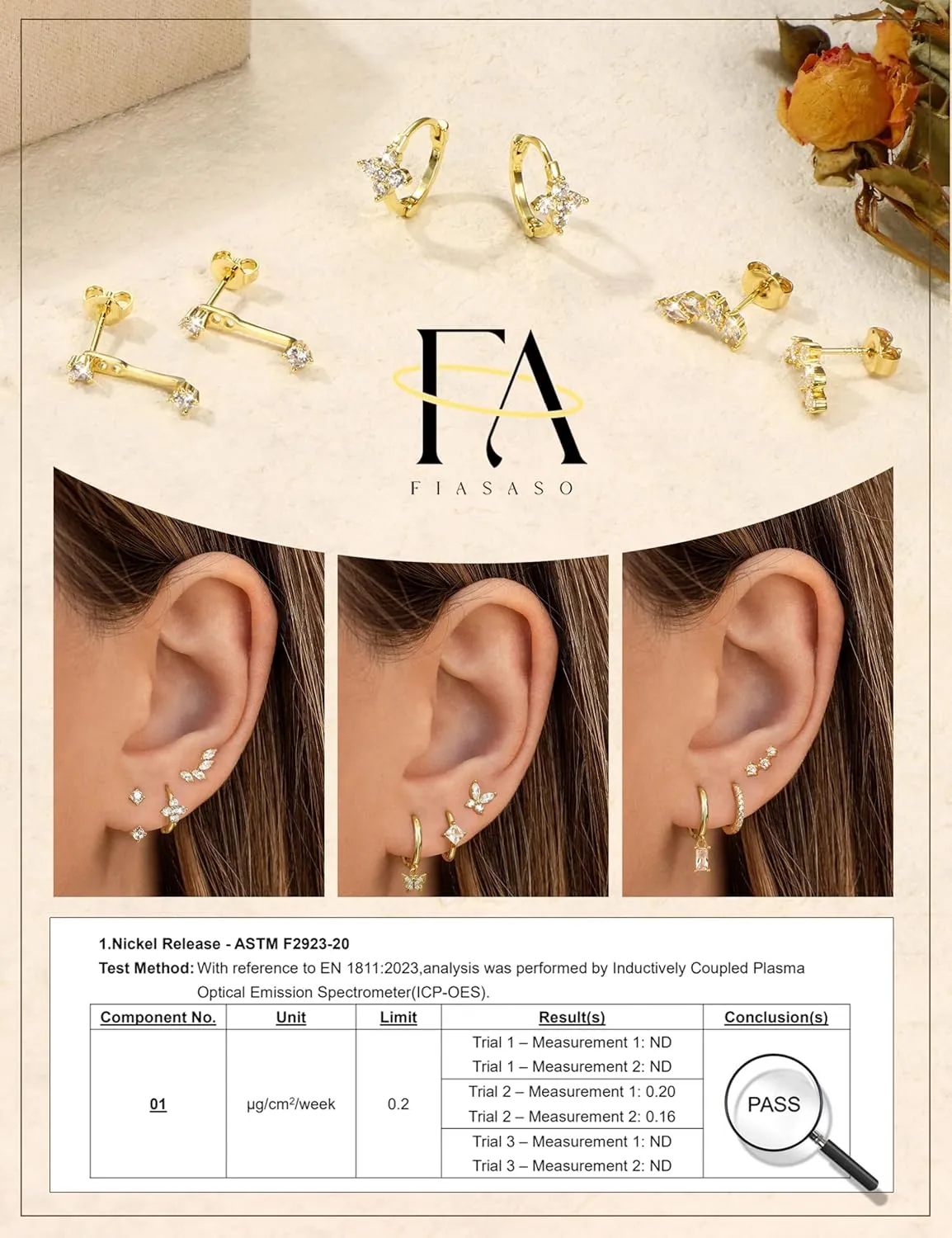 FIASASO 925 Sterling Silver Stud Huggie Earrings Set for Multiple Piercing Hypoallergenic 14K Gold Earrings Dainty Gold Earrings Small Hoop Earrings Cartilage Earrings for Women 3 Pairs