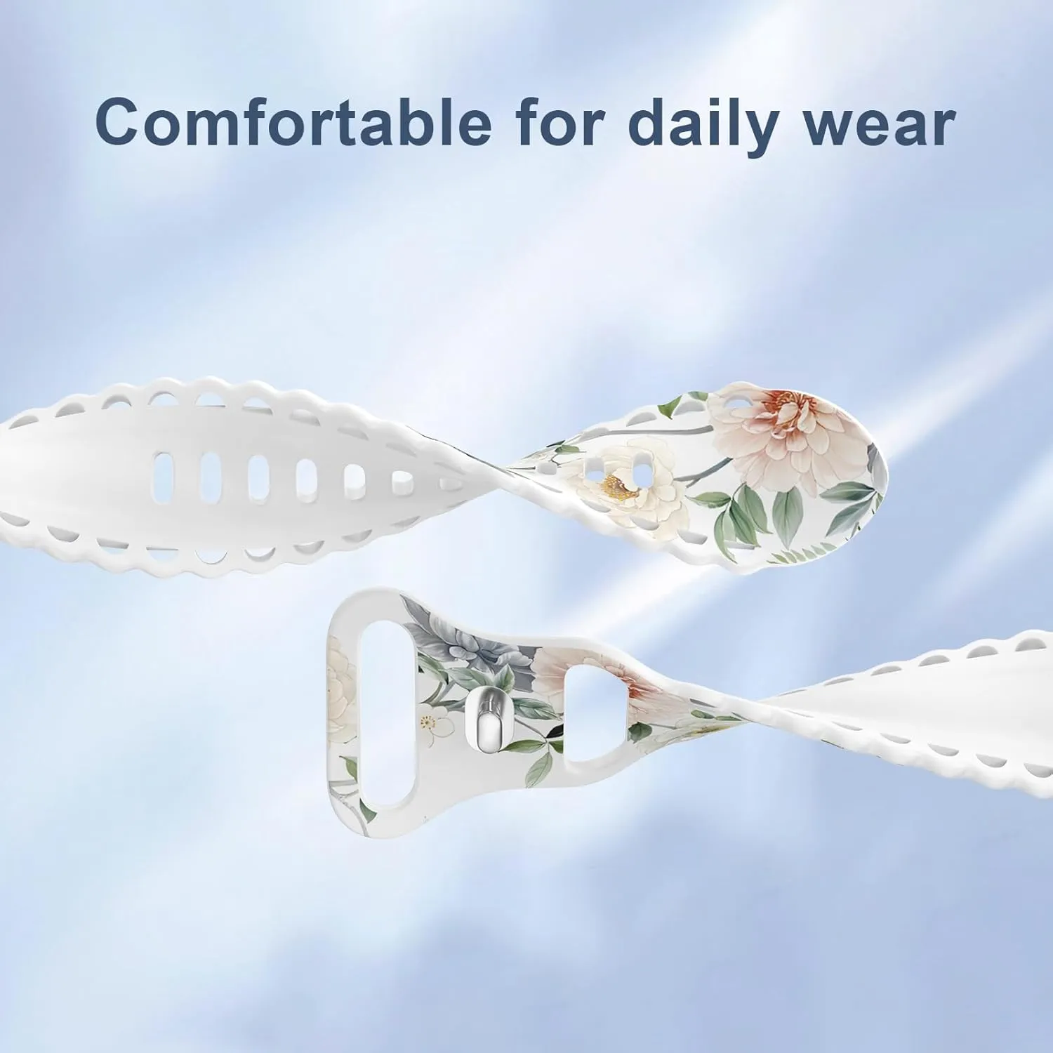 Floral Band Compatible with Apple Watch Band 38mm 40mm 41mm 42mm 44mm 45mm 46mm 49mm Women, Designer Cute Flower Print Pattern Soft Lace Silicone Strap for iWatch Band Series Ultra 10 9 8 7 SE 6 5 4 3 2 1