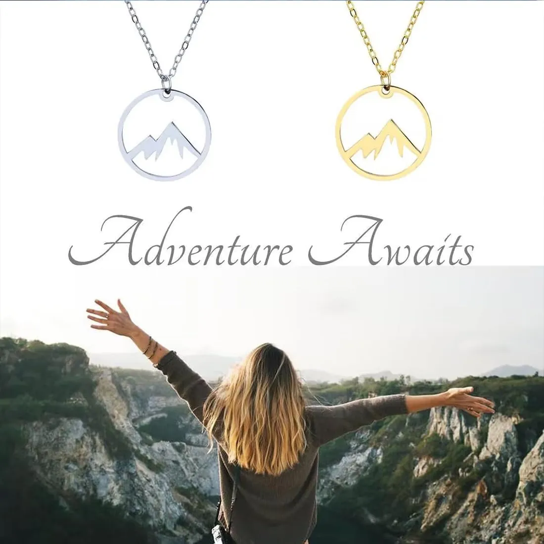 Friendship Delicacy Compass Necklace Good Luck Elephant Pendant Chain Necklace with Message Card Gift Card (Gold 1)