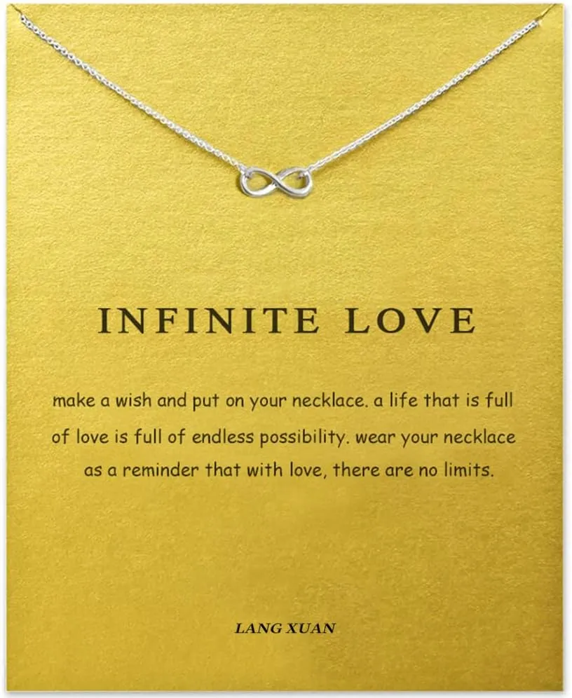 Friendship Infinite 8 Necklace Lucky Elephant Star Pearl Circle Pendant Necklace for Women Gift Card