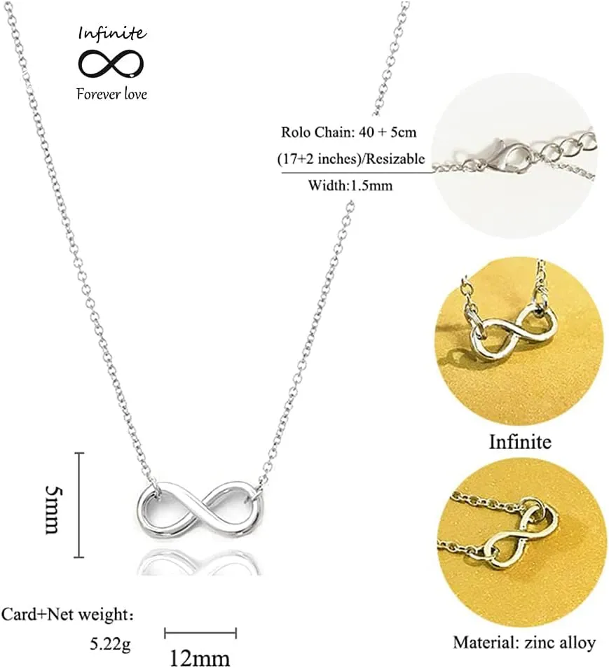 Friendship Infinite 8 Necklace Lucky Elephant Star Pearl Circle Pendant Necklace for Women Gift Card