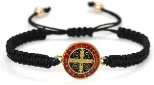 Fuqimanman2020 1~2 Pcs Catholic Adjustable String Bracelets Handmade Woven Saint Benedict Medal Bracelet Religious Bracelet Gifts for Women Men