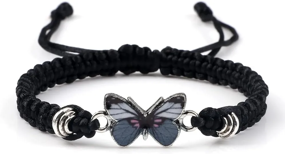 Fuqimanman2020 Colorful Butterfly Charm Bracelet String Handmade Woven Adjustable Braided Rope for Couple Women Friendship BFF Party Family Jewelry