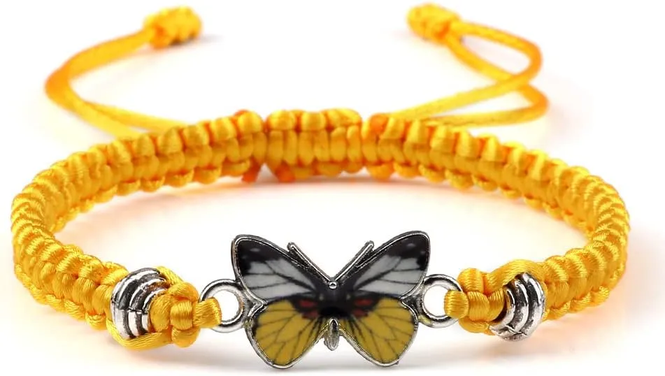 Fuqimanman2020 Colorful Butterfly Charm Bracelet String Handmade Woven Adjustable Braided Rope for Couple Women Friendship BFF Party Family Jewelry