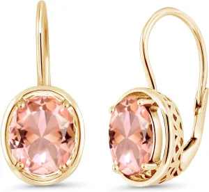 Gem Stone King 18K Yellow Gold Plated Silver Peach Nano Morganite Earrings For Women (4.00 Cttw, Oval 9X7MM)
