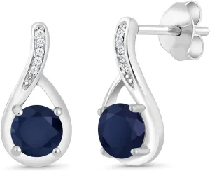 Gem Stone King Round 5MM Gemstone Birthstone and White Diamond Infinity Earrings For Women | 925 Sterling Silver | Fine Jewelry Gifts for Her Mom Women Wife