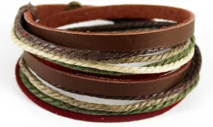 Genuine Leather Cuff Wrap Bracelet,Unisex Multilayer Leather Braided Adjustable Bracelets for Women & Men (Multicolor-3)