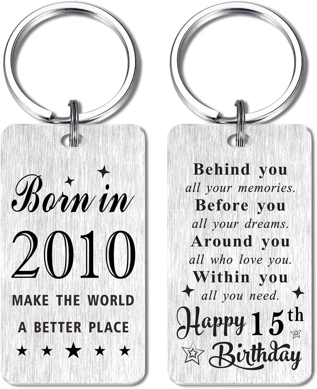 Gezxin Happy Birthday Gifts for Women Men-Personalized Steel Bday Keychain- Make The World A Better Place