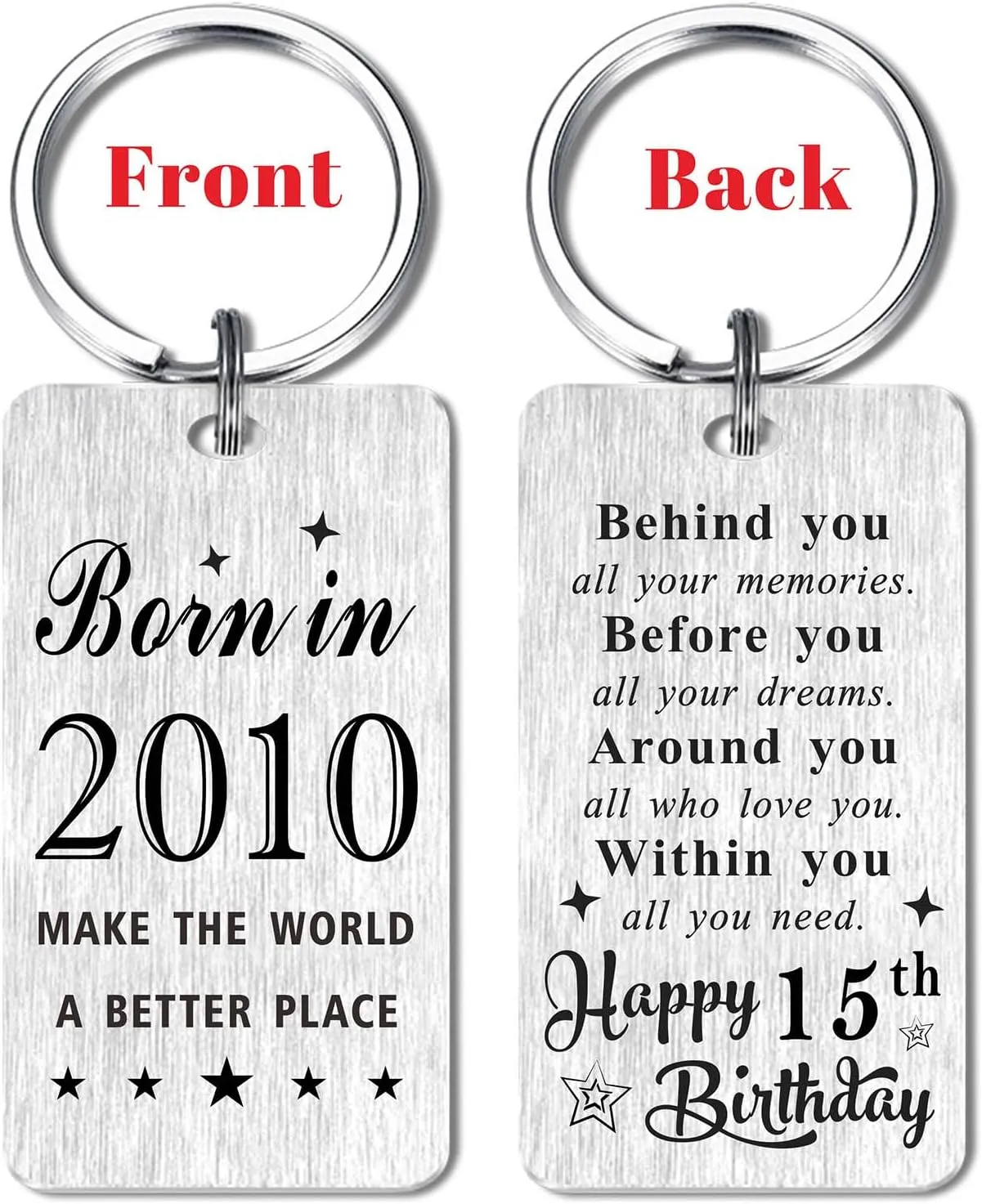 Gezxin Happy Birthday Gifts for Women Men-Personalized Steel Bday Keychain- Make The World A Better Place