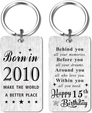 Gezxin Happy Birthday Gifts for Women Men-Personalized Steel Bday Keychain- Make The World A Better Place