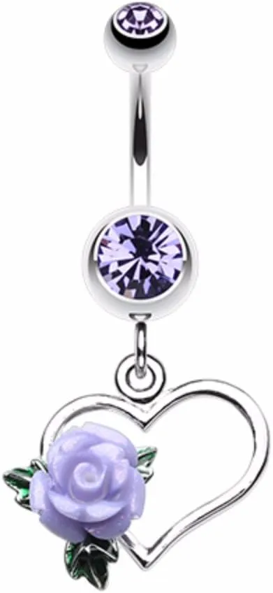 Glittering Sweet Heart with Rose WildKlass Belly Button Ring