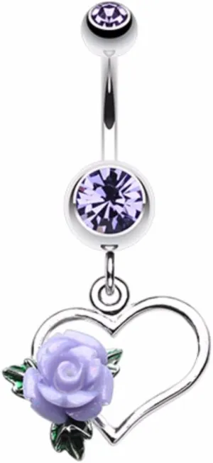 Glittering Sweet Heart with Rose WildKlass Belly Button Ring