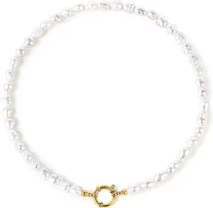 Gold Baroque Pearl Necklace with Toggle Clasp, 8-12mm AAA Freshwater Pearls, 18K Gold PVD-Coated Chain, Versatile Everyday Jewelry