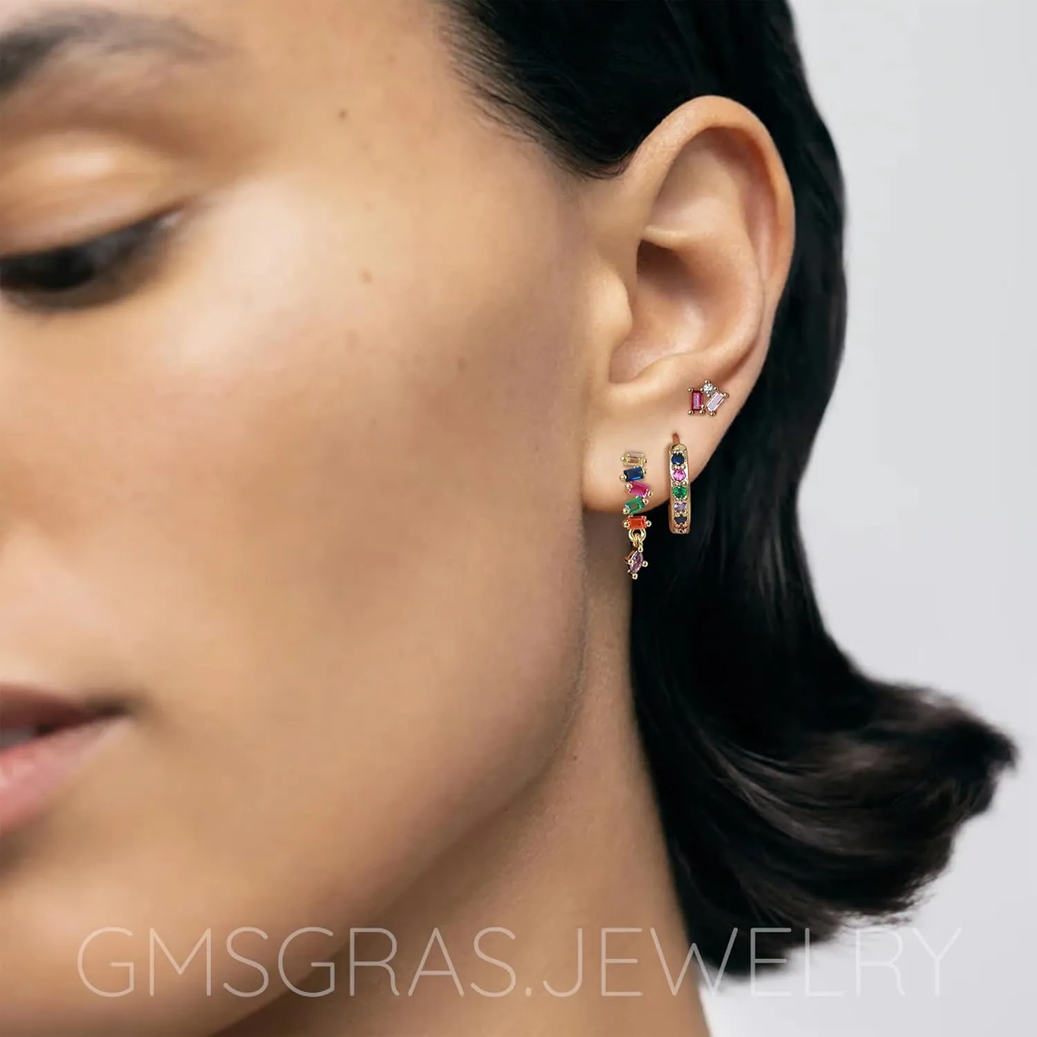 Gold Earrings Stacks Set for Women Trendy, 14k Gold Plated Huggie Stud Hoop Stackable Cartilage Earrings Hypoallergenic Earring Sets Stack for Women Multiple Piercing, Dainty Jewelry Gifts