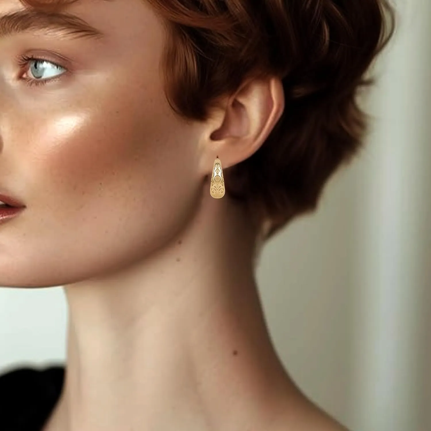 Gold Hoop Earrings For Women Unique Gold Hoops Earrings Trendy Thick Lightweight Cute Dangle Stud Earrings Jewelry Gifts