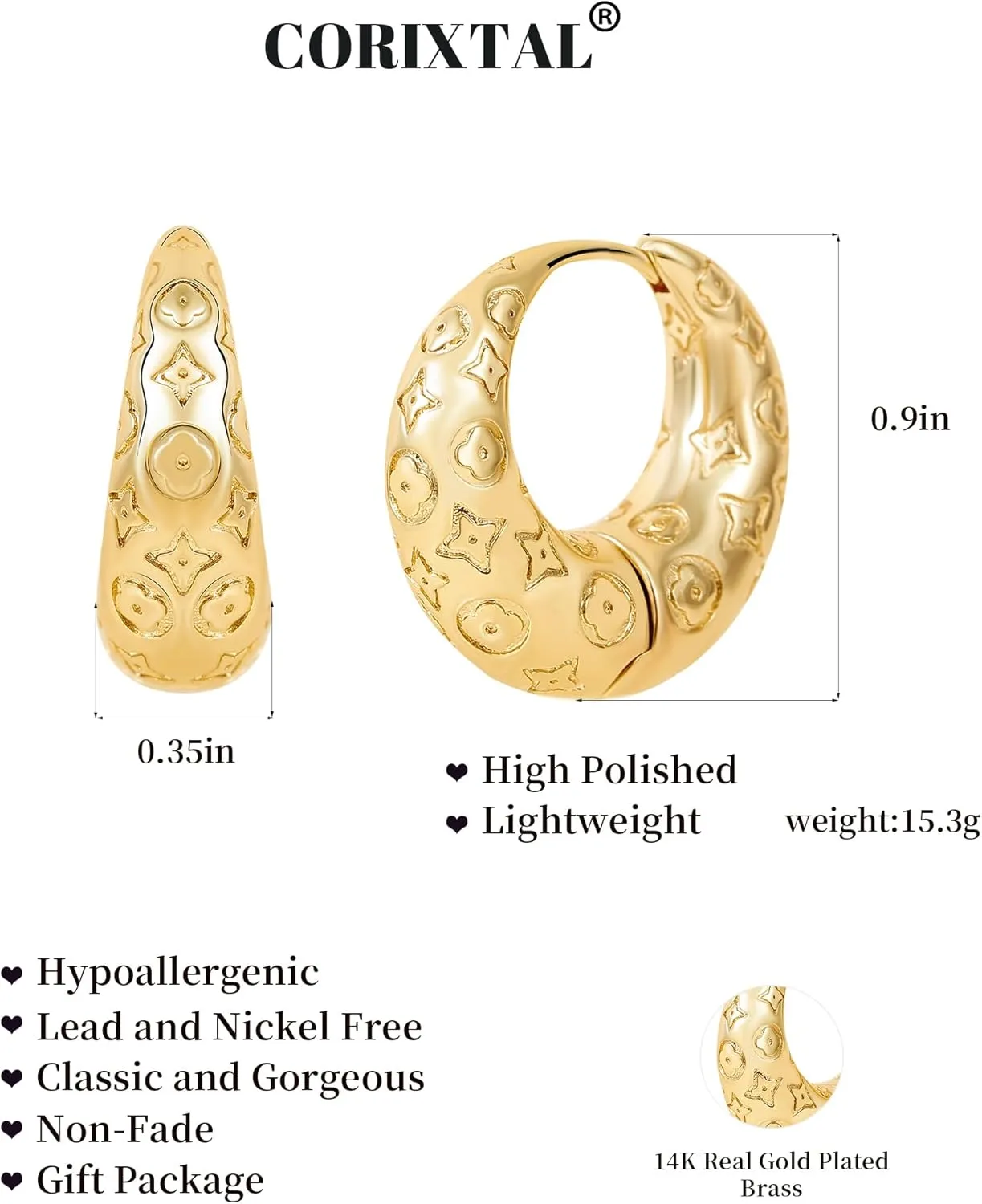 Gold Hoop Earrings For Women Unique Gold Hoops Earrings Trendy Thick Lightweight Cute Dangle Stud Earrings Jewelry Gifts