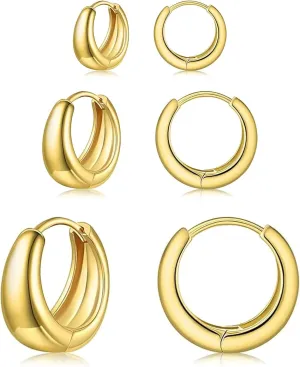 Gold Hoop Earrings Set for Women Small Hoops Huggie Earrings Hypoallergenic Lightweight Jewelry