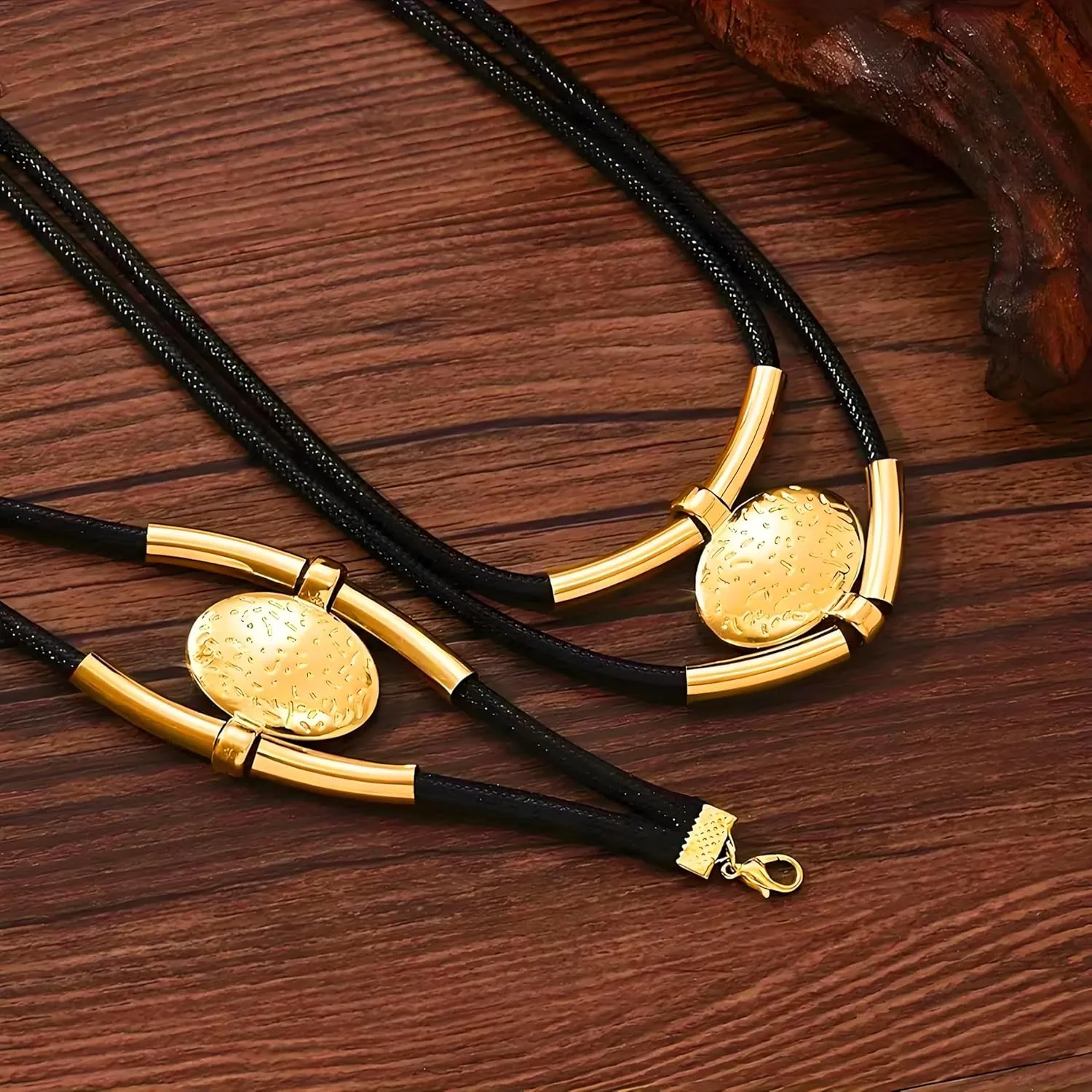 Gold Jewelry Set, Silver Black Boho Western Double Layered Chunky Vintage Pendant Necklace Stack Trendy Adjustable Non Tarnish Bracelet Cowgirl Dainty Hypoallergenic Earrings Jewelry Sets For Women