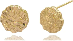 Gold Nugget Stud Earrings - 18k Gold Plated, Sterling Silver for Men & Women