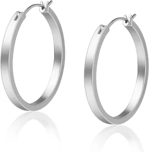 Gold Plated Hoop Earrings, Silver/Gold Lightweight Hypoallergenic Hoops Earrings for Women, Size: 32mm