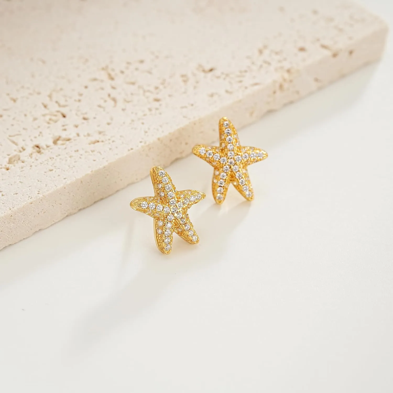 Gold Seashell Earrings for Women, 18K Gold Plated Starfish Sea Shell Stud Earring Trendy Summer Ocean Beachy Earrings Dangle Drop Jewelry Gift