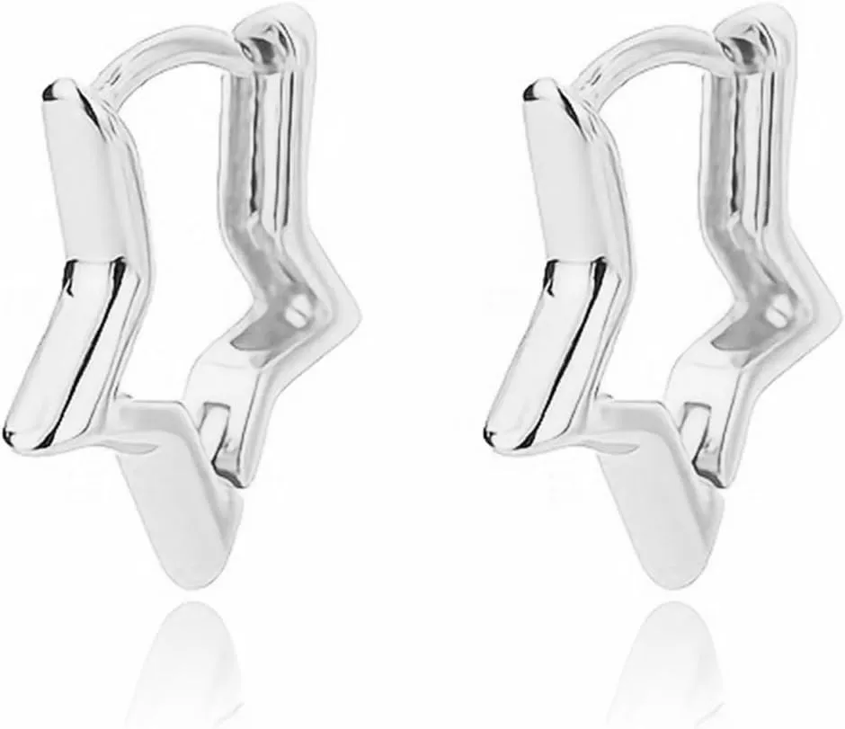 Gold Silver Star Huggie Earrings for Women, Star Hypoallergenic Hoop Earrings Jewelry for Women