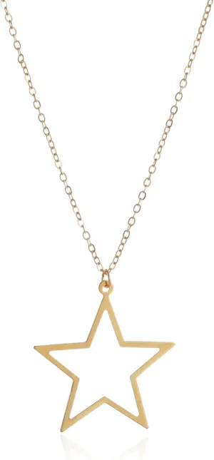 Gold Silver Star Necklace Simple Hollow Star Pendant Necklace Metal Pentagram Necklace Minimalist Y2K Star Necklace Christmas Birthday New Year Necklace Jewelry for Women