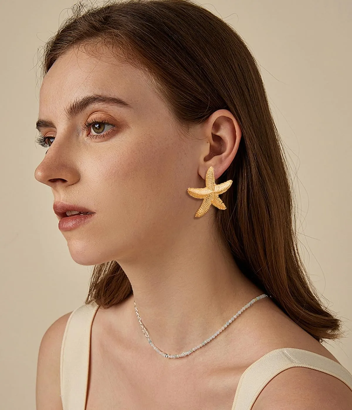 Gold Starfish Shell Conch Seashell Earrings - Trendy Summer Boho Ocean Chunky Statement Beach Jewelry - Gifts for Women