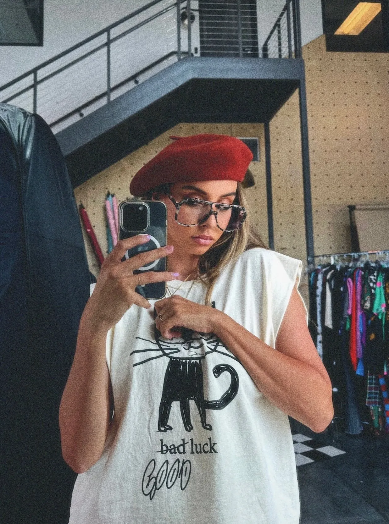Good Luck Kitty Muscle Tee
