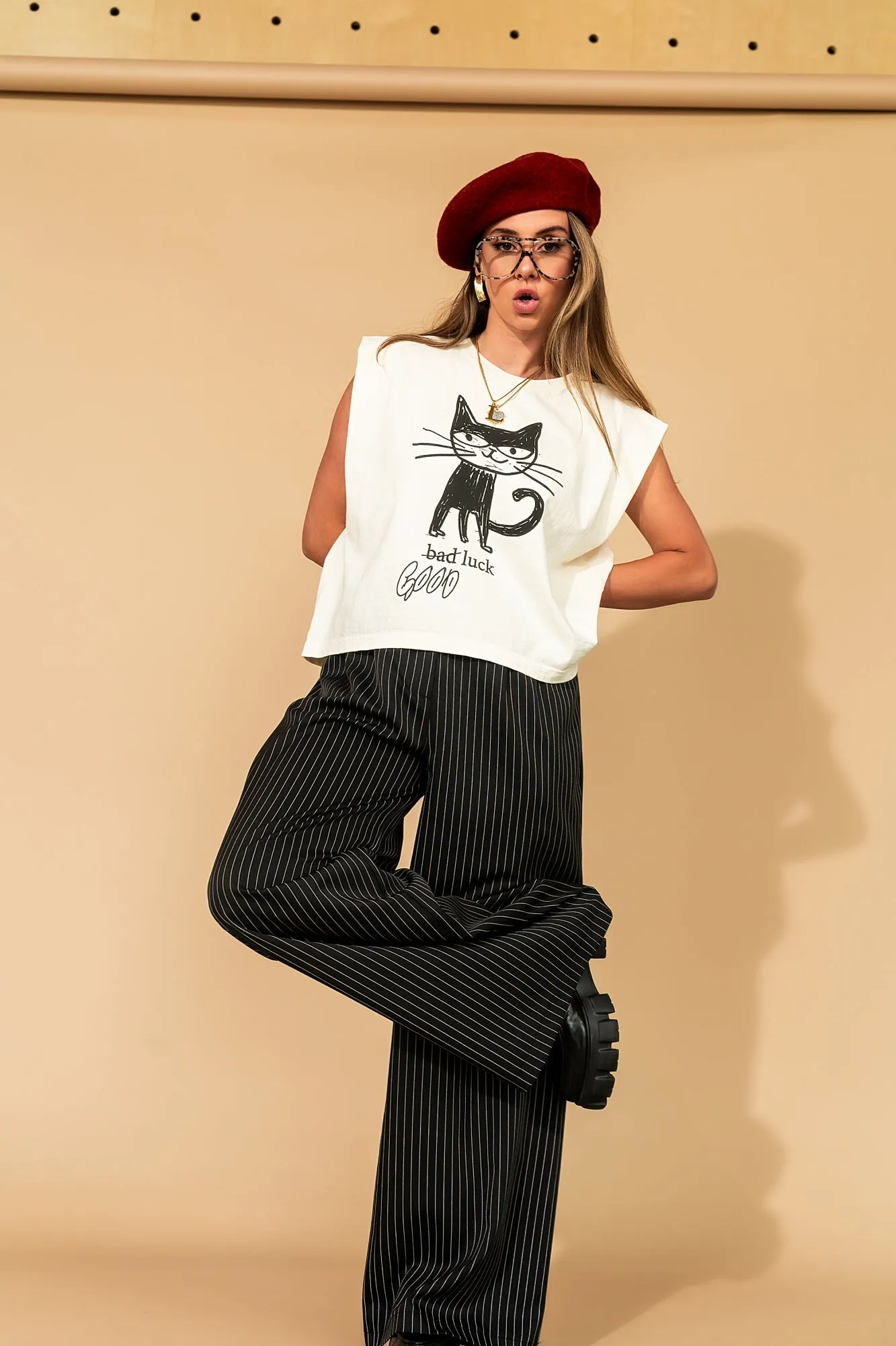 Good Luck Kitty Muscle Tee