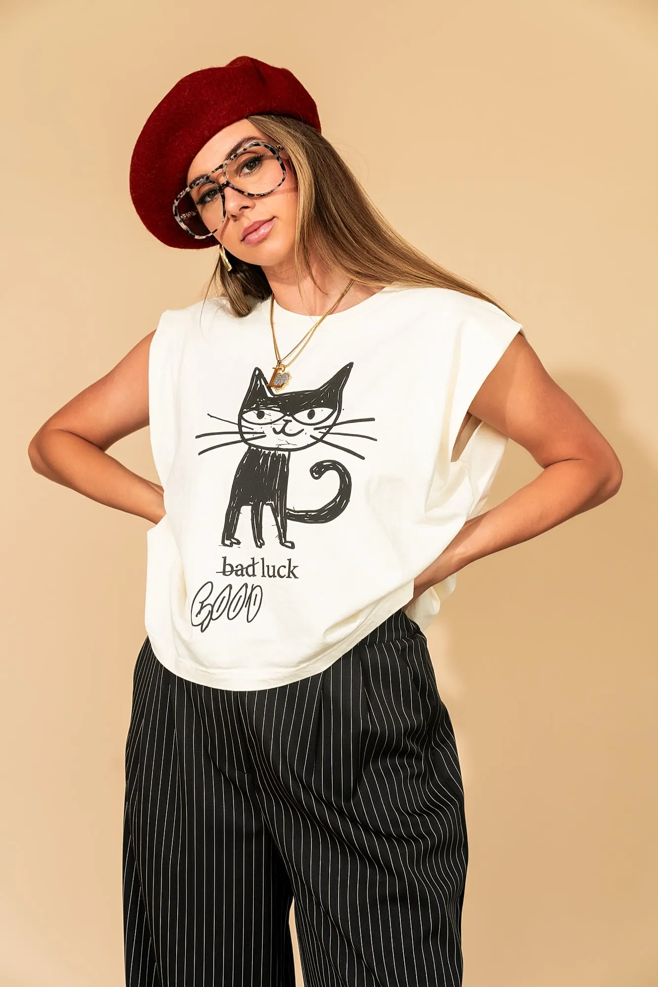 Good Luck Kitty Muscle Tee