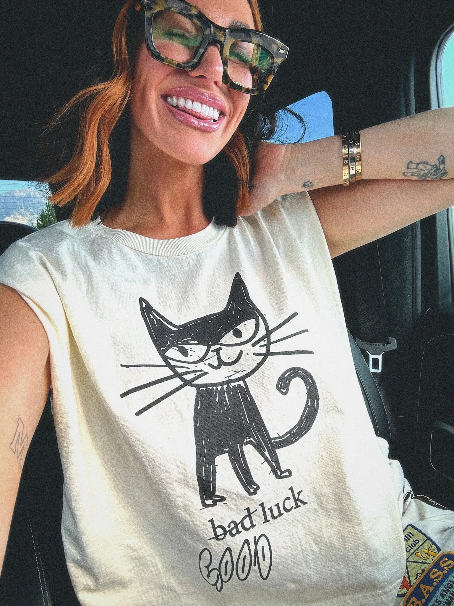 Good Luck Kitty Muscle Tee